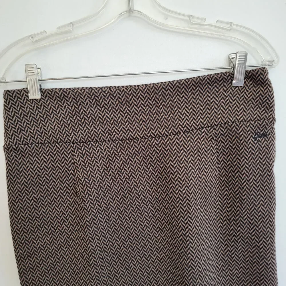 Kavu Knit Mini Skirt Stretch Granola Herringbone Brown Elastic Waist Women Small